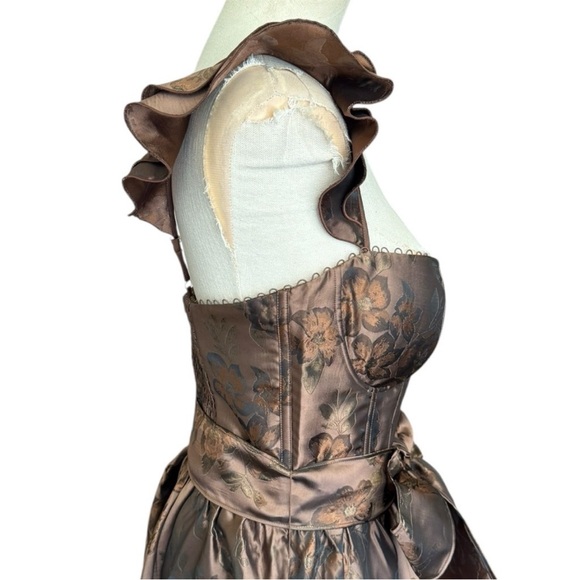 NWT V. Chapman The Vera Dress in Cocoa Baroque Floral Brown - Picture 11 of 17